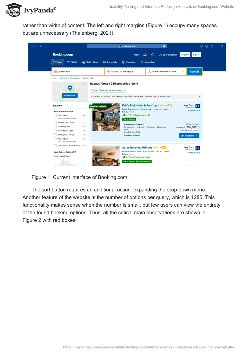 Usability Testing and Interface Redesign Analysis of Booking.com Website. Page 2