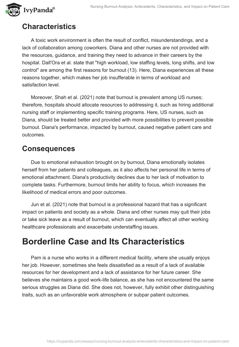 Nursing Burnout Analysis: Antecedents, Characteristics, and Impact on Patient Care. Page 2
