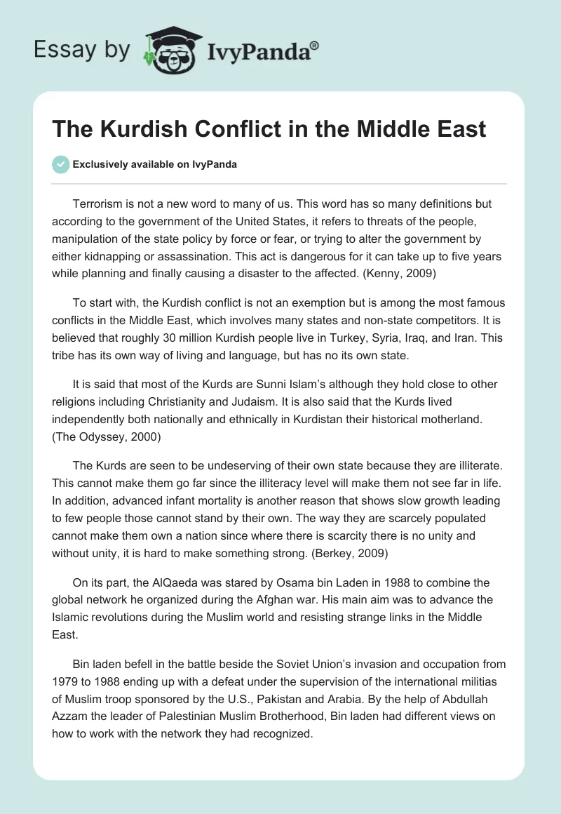 The Kurdish Conflict in the Middle East. Page 1