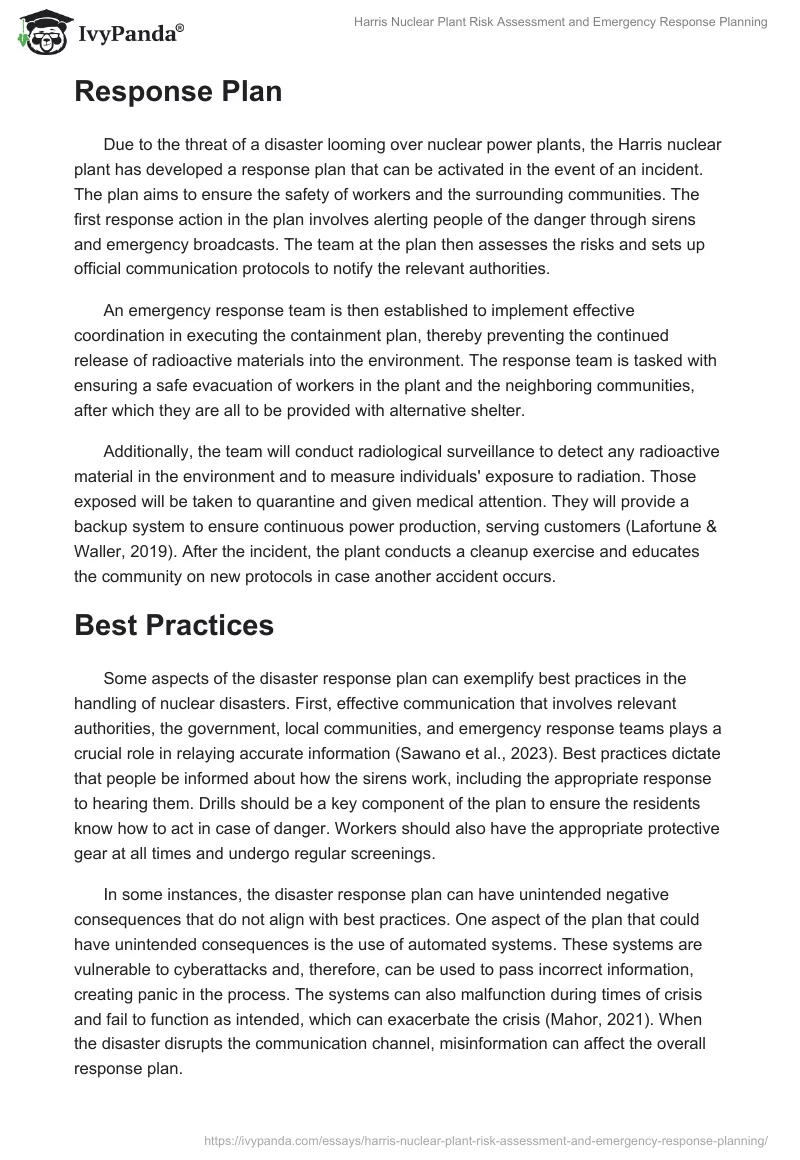 Harris Nuclear Plant Risk Assessment and Emergency Response Planning. Page 2