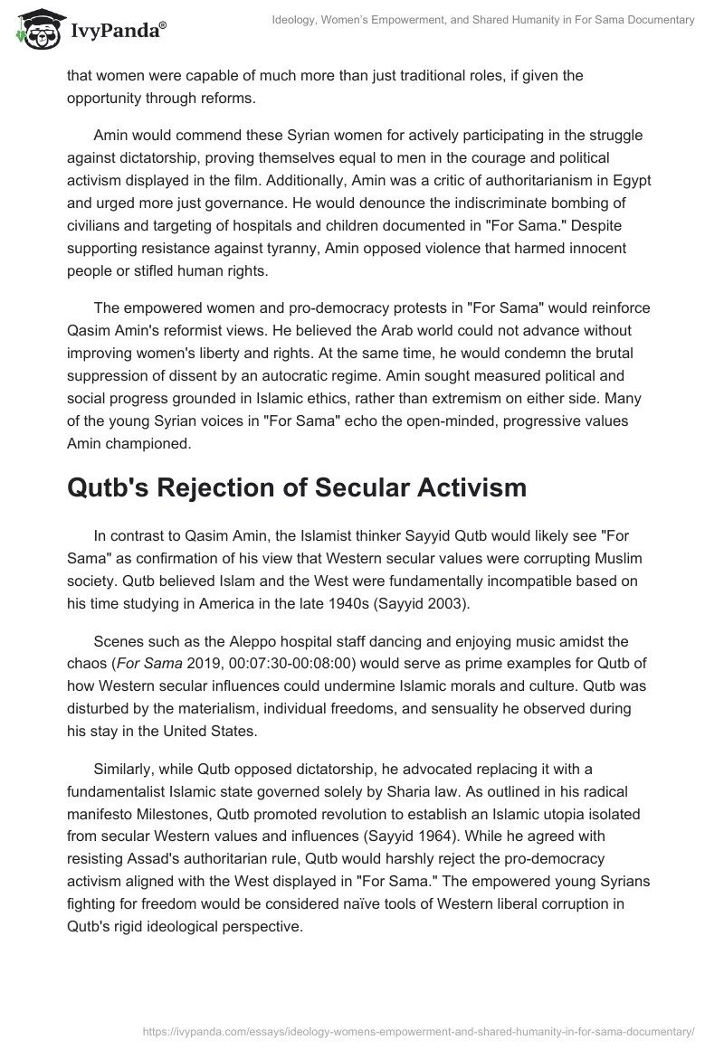 Ideology, Women’s Empowerment, and Shared Humanity in "For Sama" Documentary. Page 2