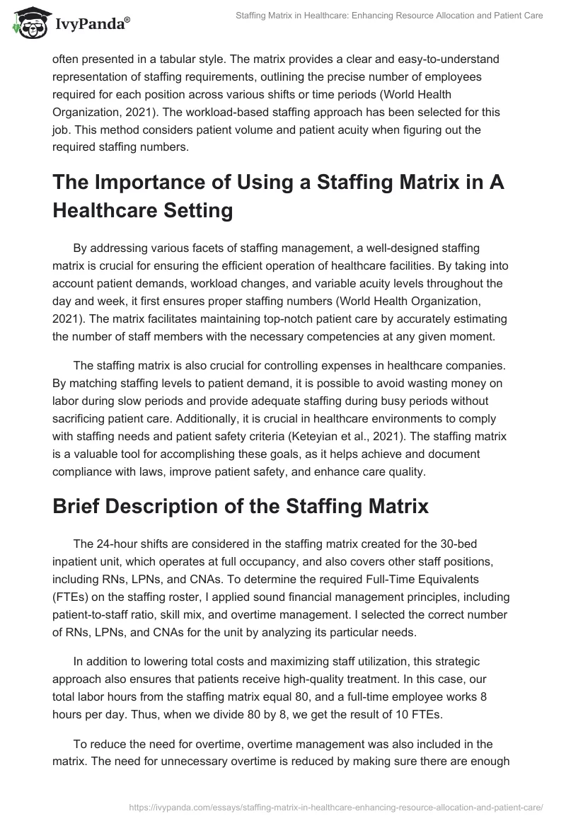Staffing Matrix in Healthcare: Enhancing Resource Allocation and Patient Care. Page 2