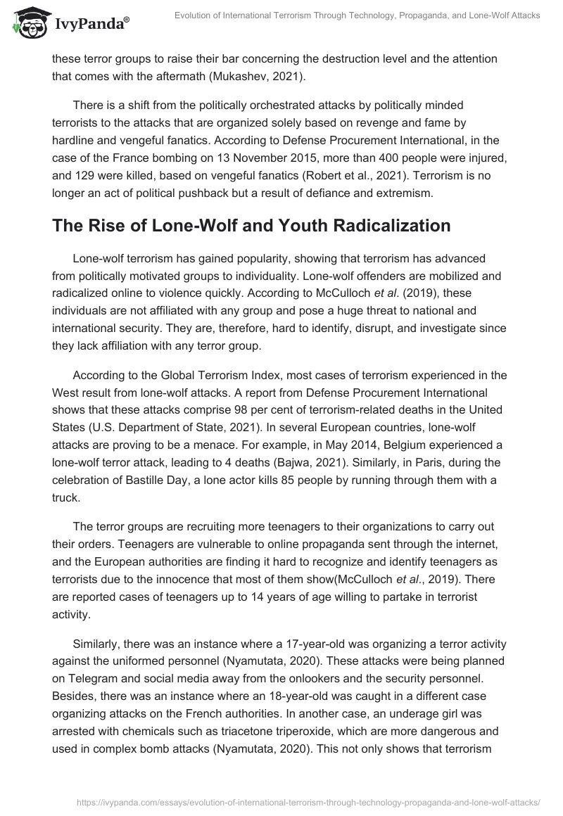 Evolution of International Terrorism Through Technology, Propaganda, and Lone-Wolf Attacks. Page 2
