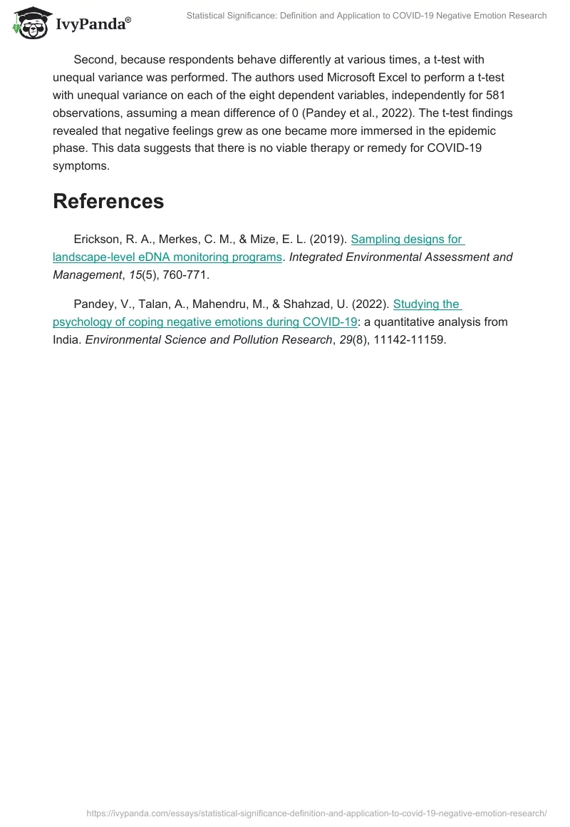 Statistical Significance: Definition and Application to COVID-19 Negative Emotion Research. Page 2