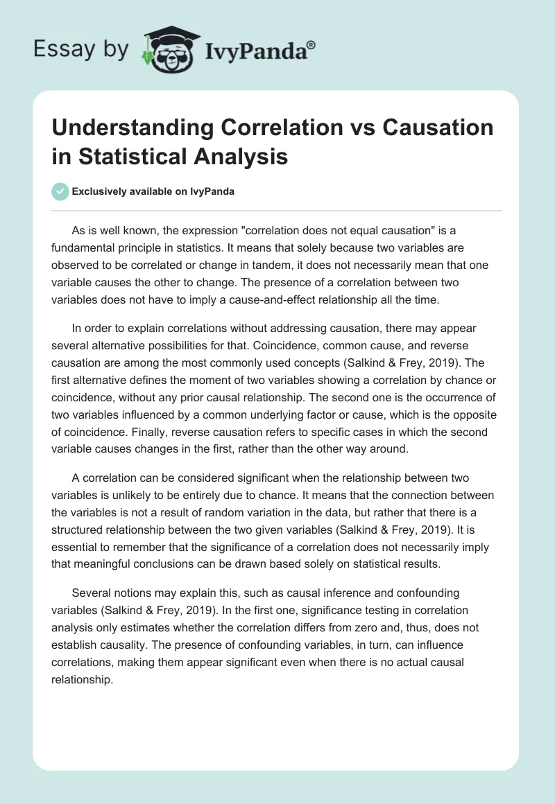Understanding Correlation vs Causation in Statistical Analysis. Page 1