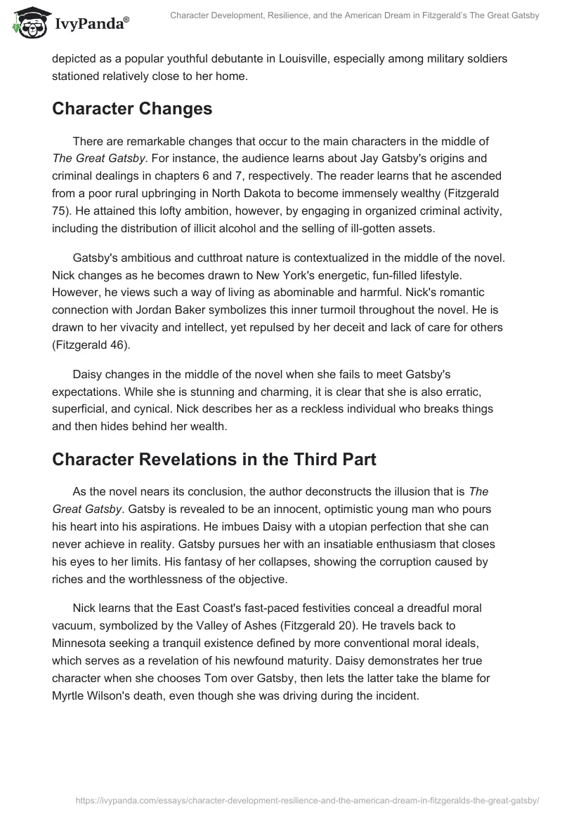 Character Development, Resilience, and the American Dream in Fitzgerald’s The Great Gatsby. Page 2