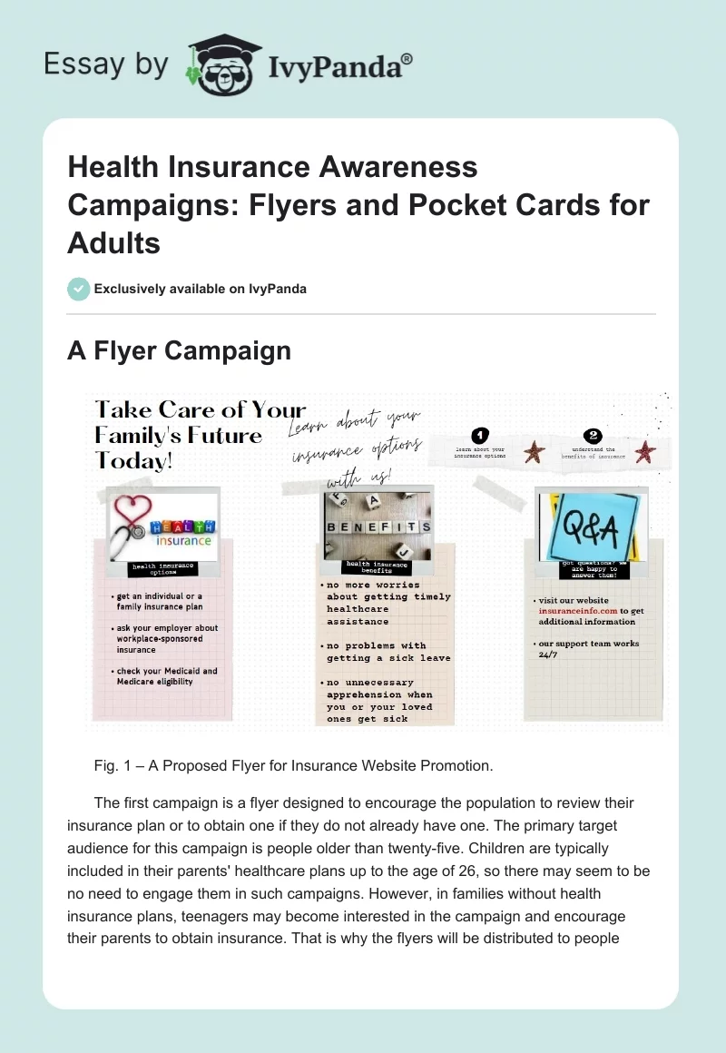 Health Insurance Awareness Campaigns: Flyers and Pocket Cards for Adults. Page 1