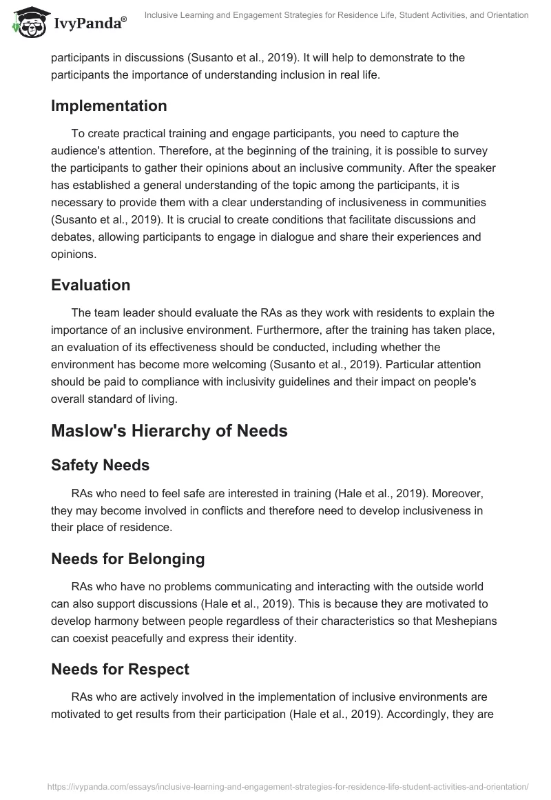 Inclusive Learning and Engagement Strategies for Residence Life, Student Activities, and Orientation. Page 2