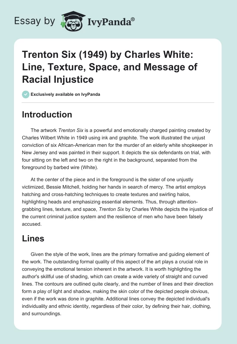 Trenton Six (1949) by Charles White: Line, Texture, Space, and Message of Racial Injustice. Page 1