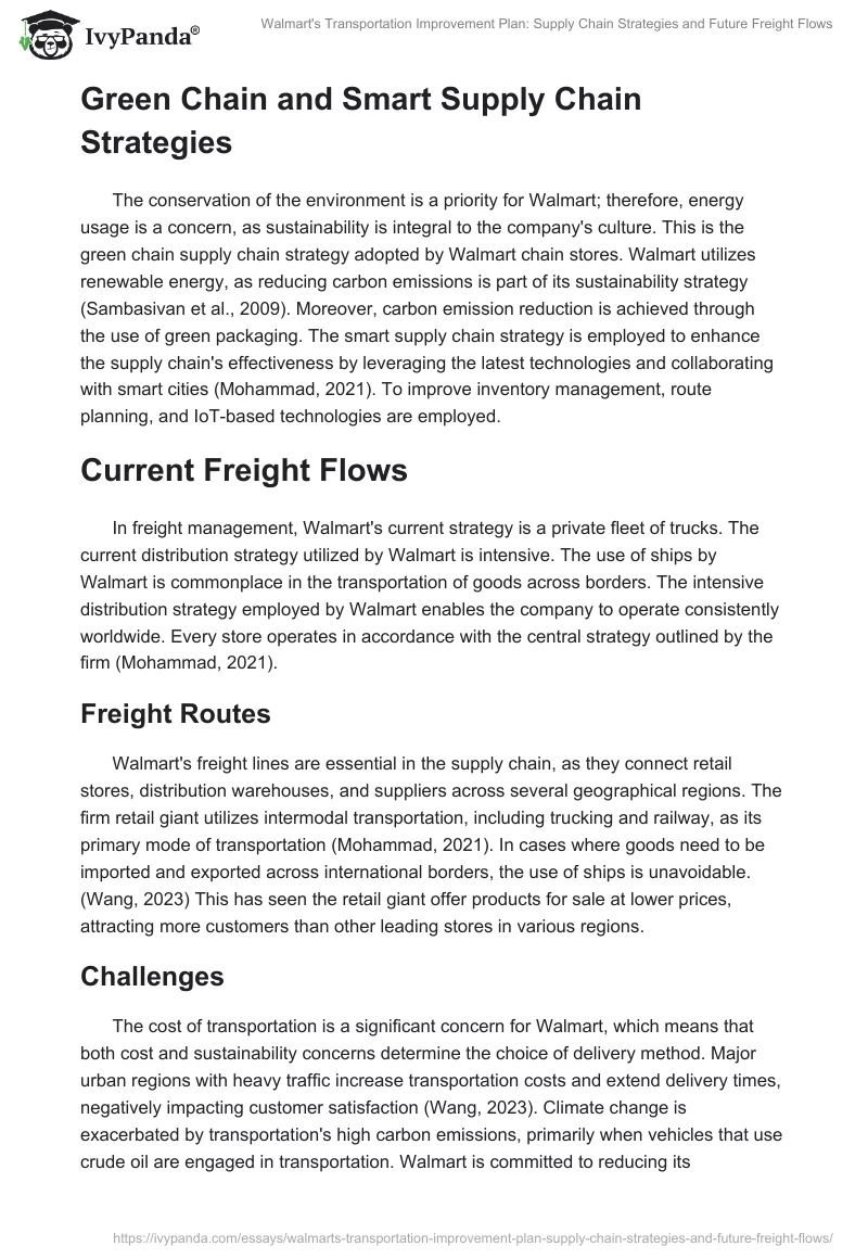 Walmart's Transportation Improvement Plan: Supply Chain Strategies and Future Freight Flows. Page 2