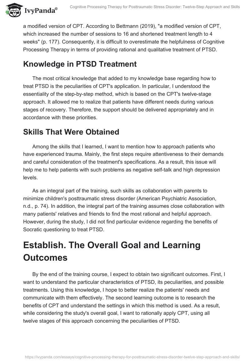 Cognitive Processing Therapy for Posttraumatic Stress Disorder: Twelve-Step Approach and Skills. Page 2