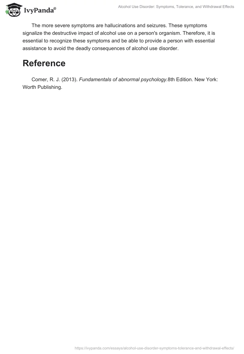 Alcohol Use Disorder: Symptoms, Tolerance, and Withdrawal Effects. Page 2