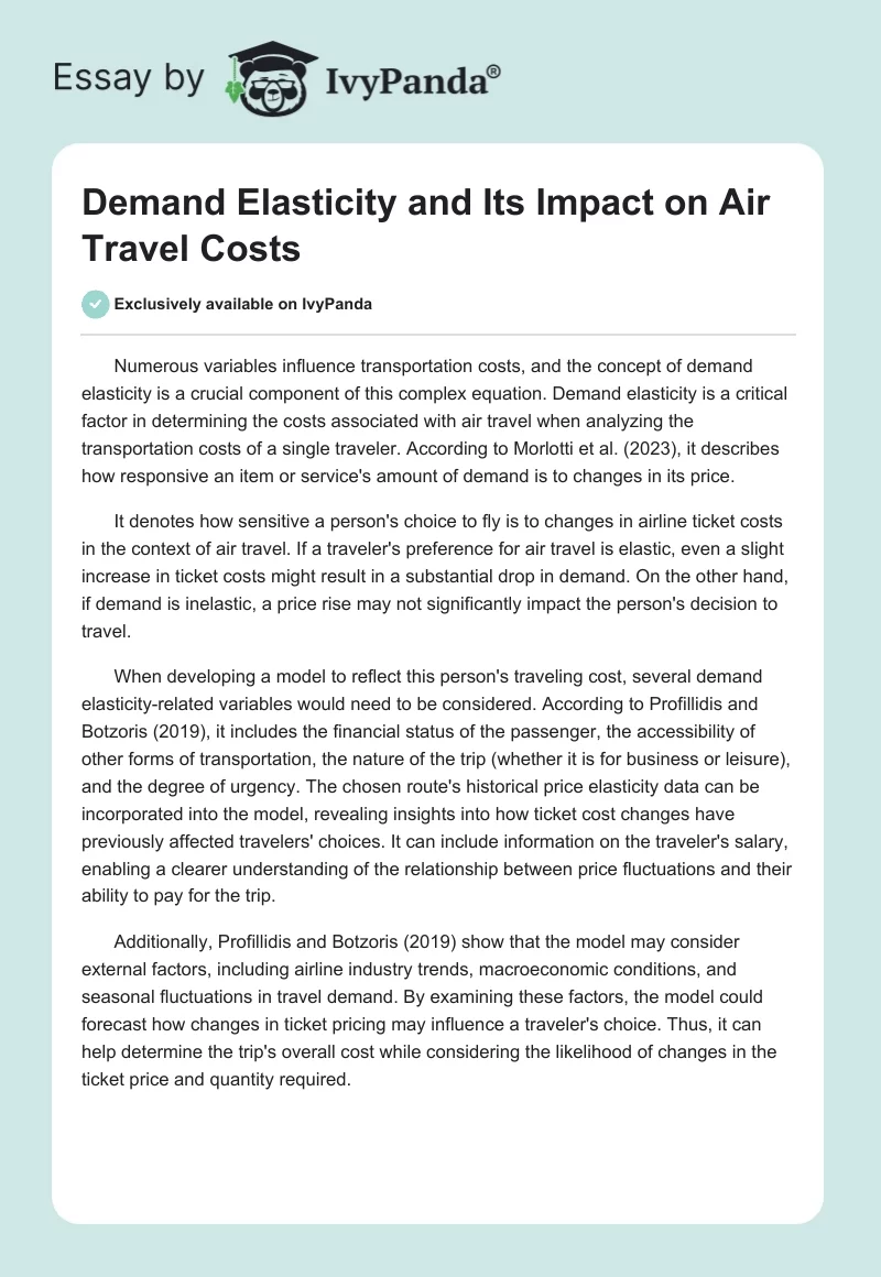 Demand Elasticity and Its Impact on Air Travel Costs. Page 1