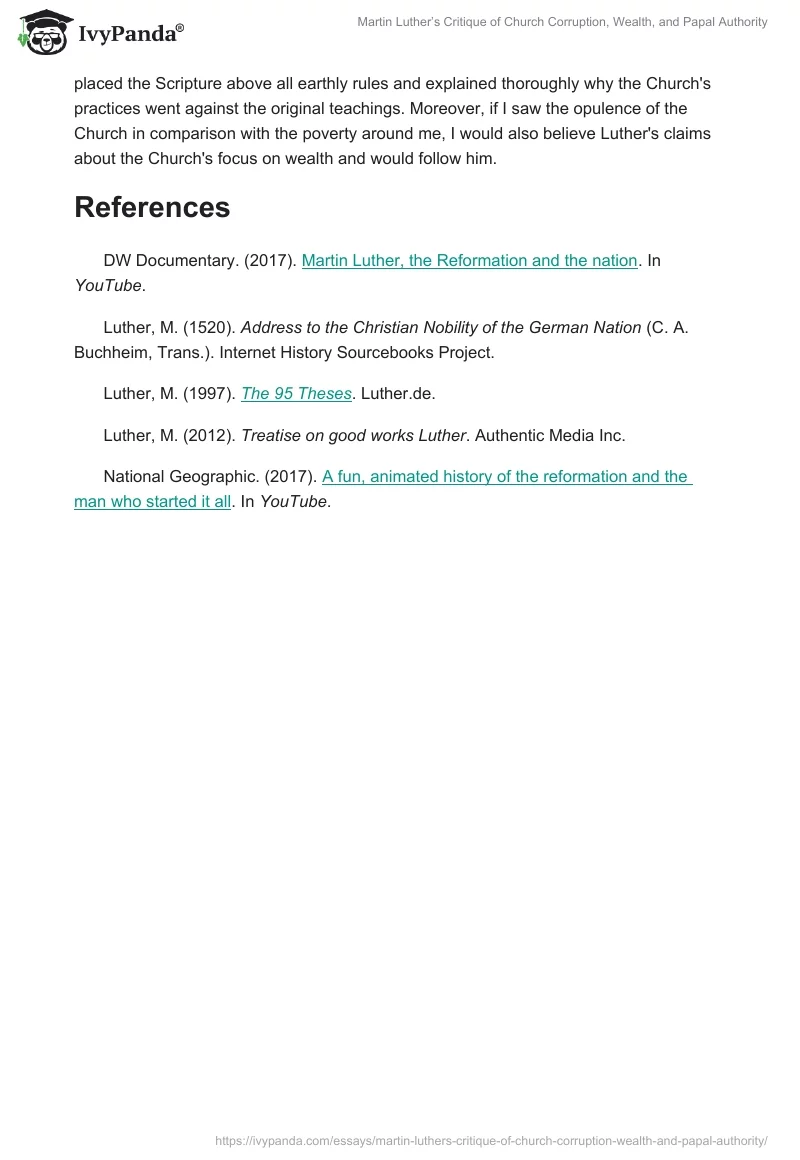 Martin Luther’s Critique of Church Corruption, Wealth, and Papal Authority. Page 2