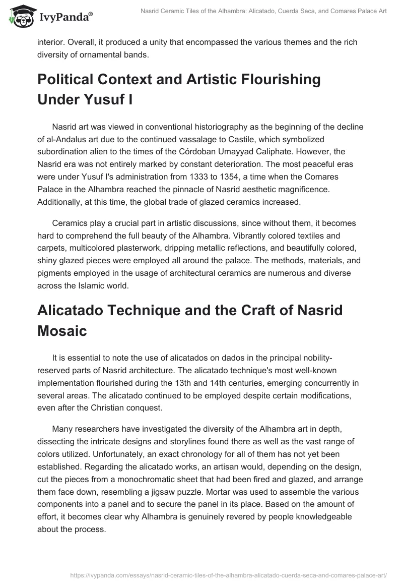 Nasrid Ceramic Tiles of the Alhambra: Alicatado, Cuerda Seca, and Comares Palace Art. Page 2