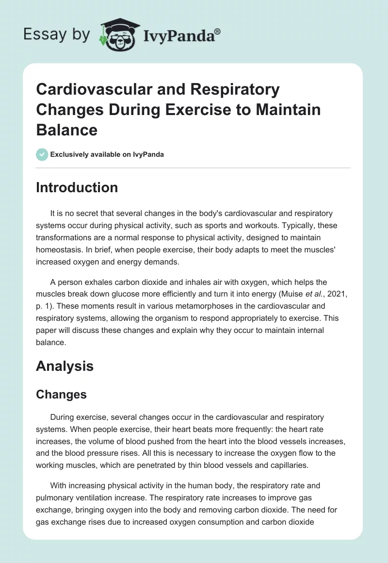 Cardiovascular and Respiratory Changes During Exercise to Maintain Balance. Page 1