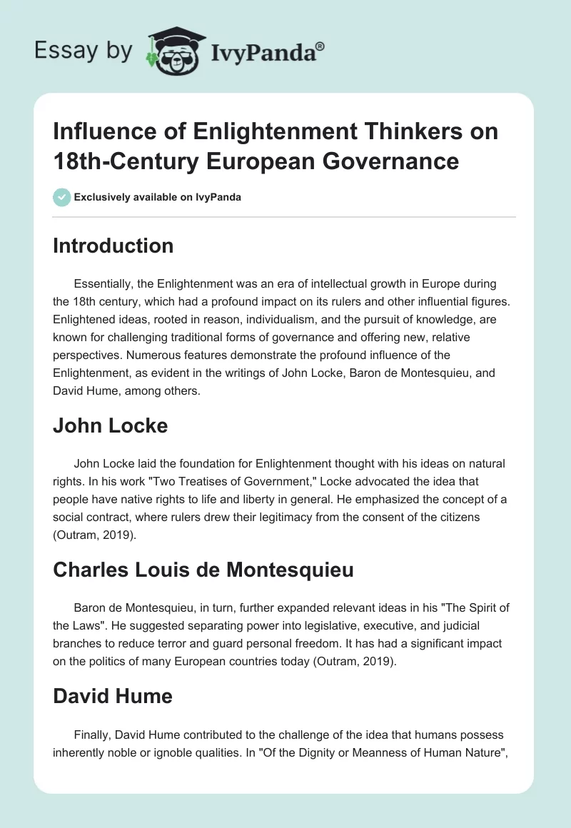 Influence of Enlightenment Thinkers on 18th-Century European Governance. Page 1