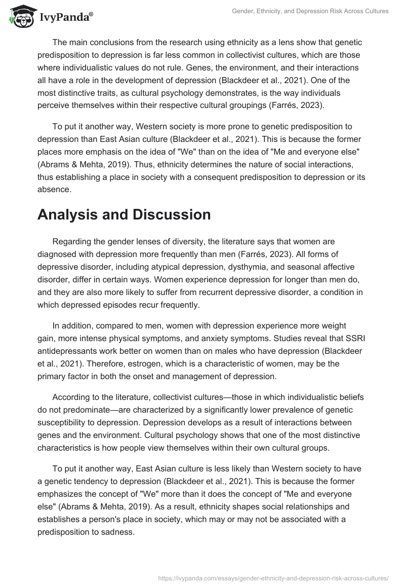 Gender, Ethnicity, and Depression Risk Across Cultures. Page 2