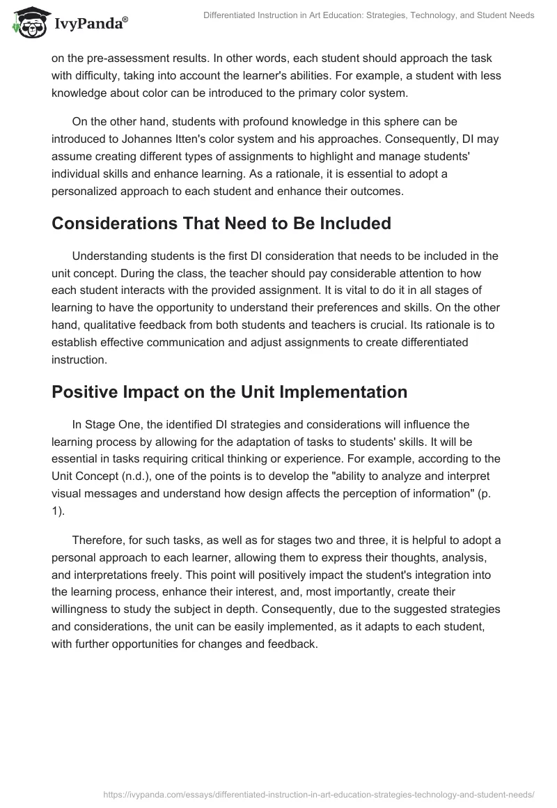 Differentiated Instruction in Art Education: Strategies, Technology, and Student Needs. Page 2