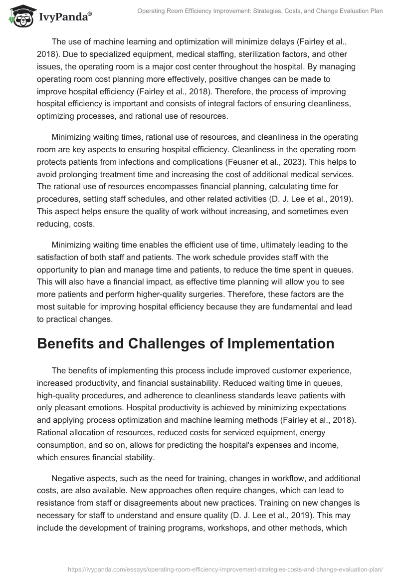 Operating Room Efficiency Improvement: Strategies, Costs, and Change Evaluation Plan. Page 2