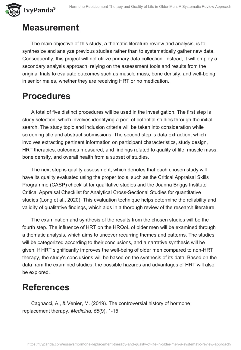 Hormone Replacement Therapy and Quality of Life in Older Men: A Systematic Review Approach. Page 2