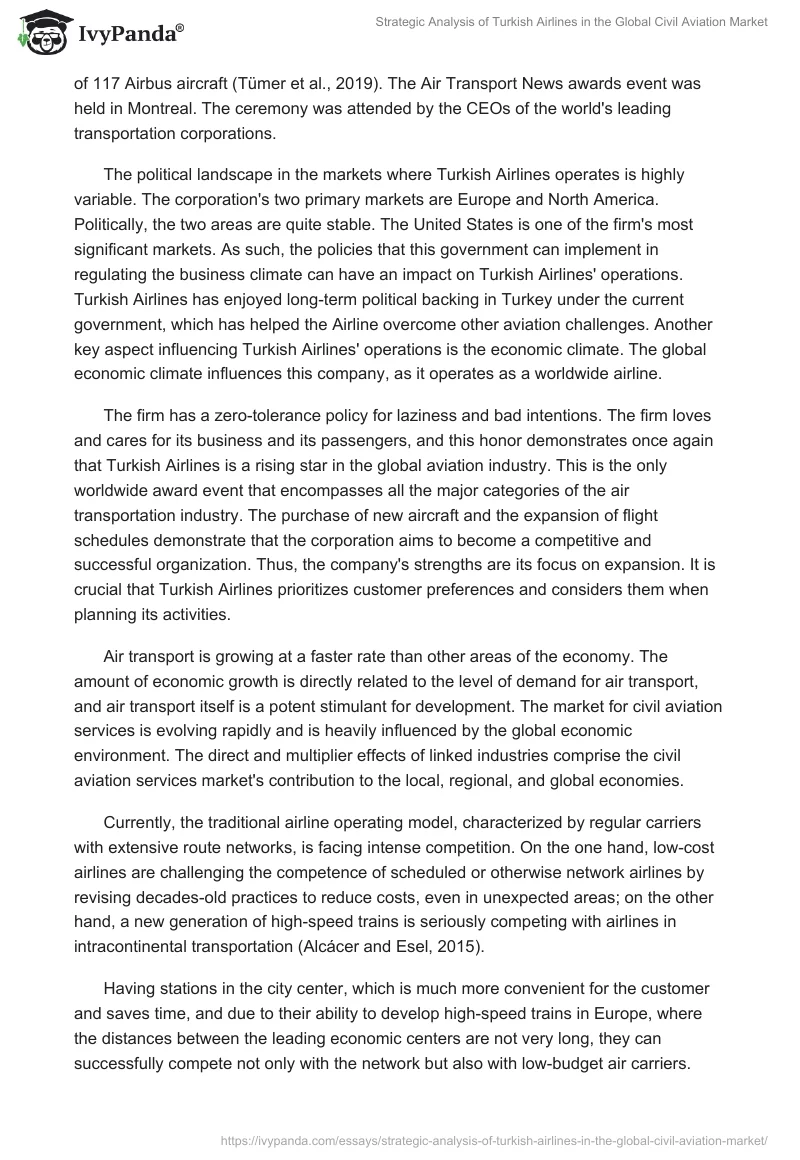 Strategic Analysis of Turkish Airlines in the Global Civil Aviation Market. Page 2