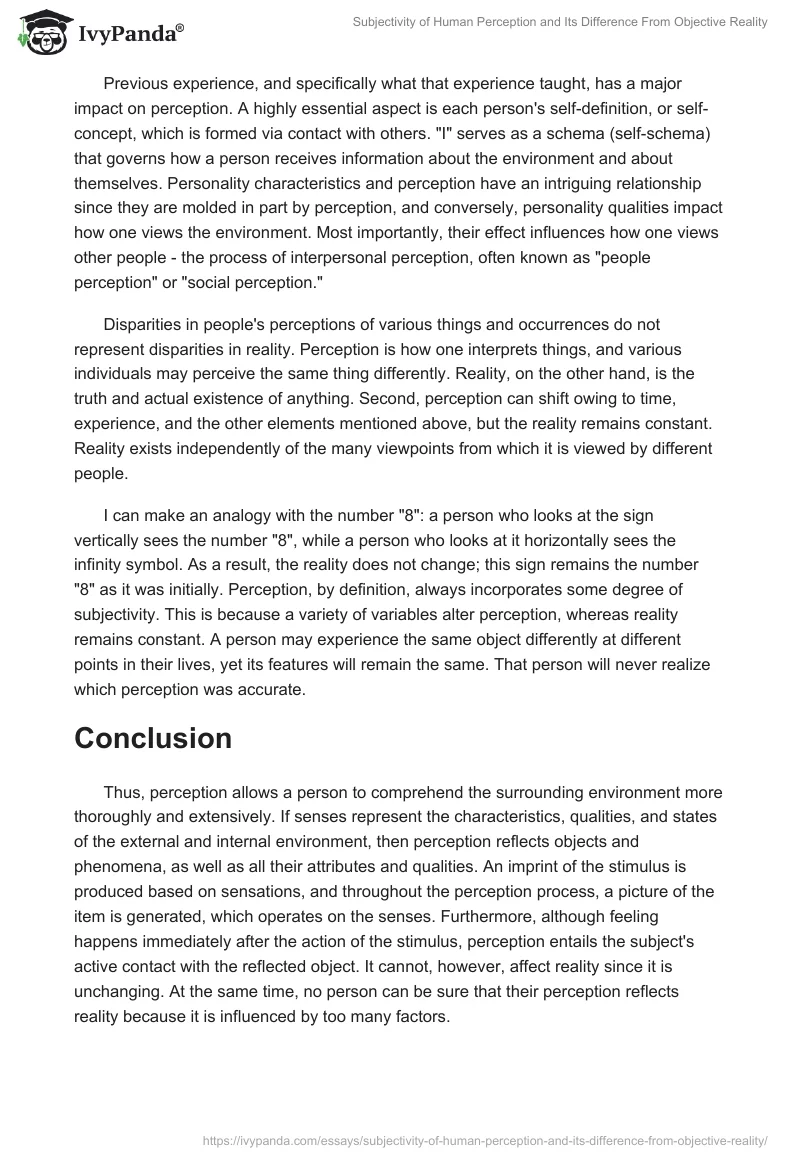 Subjectivity of Human Perception and Its Difference From Objective Reality. Page 2
