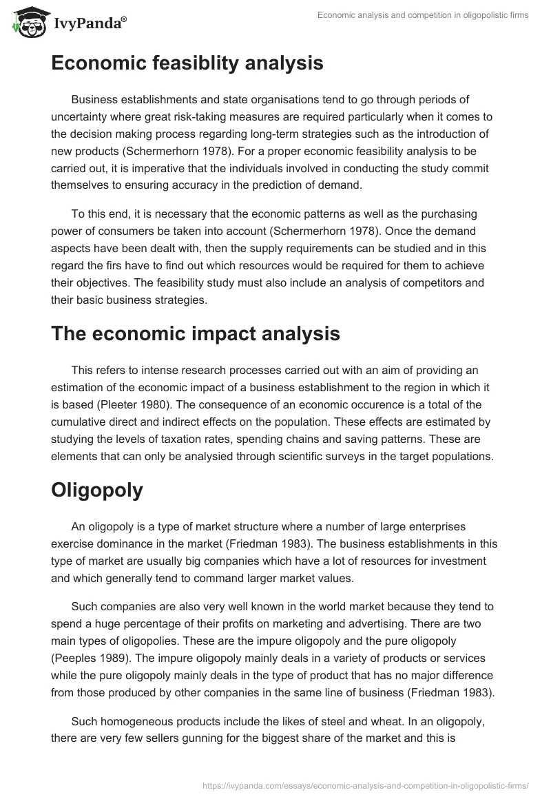 Economic Analysis and Competition in Oligopolistic Firms. Page 2