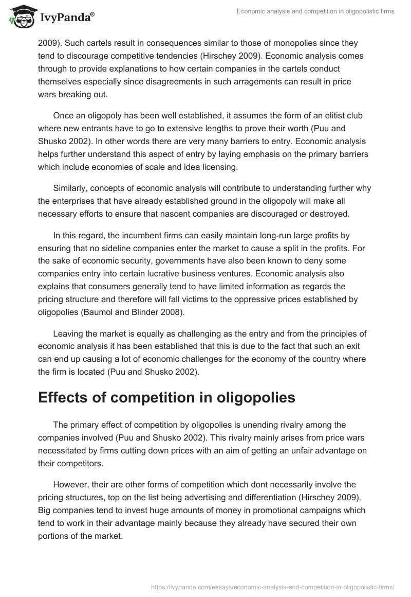 Economic Analysis and Competition in Oligopolistic Firms. Page 4