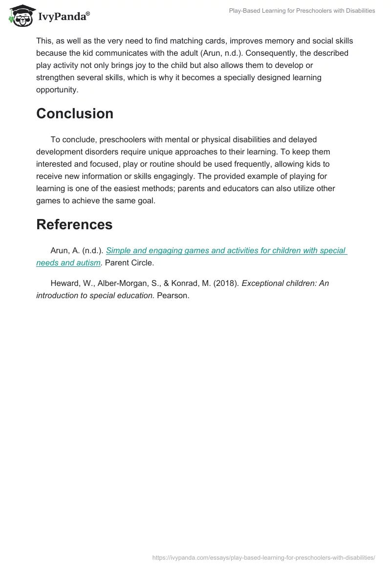 Play-Based Learning for Preschoolers with Disabilities. Page 2