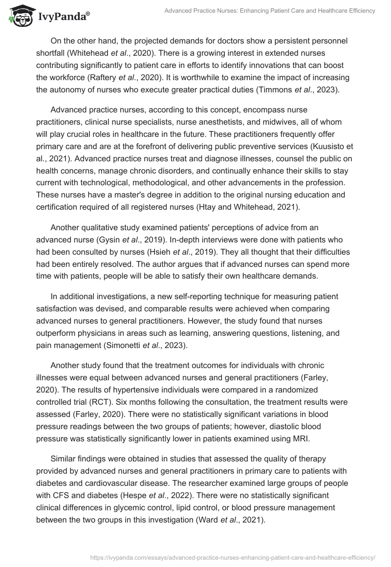 Advanced Practice Nurses: Enhancing Patient Care and Healthcare Efficiency. Page 2