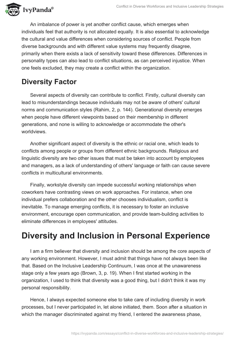 Conflict in Diverse Workforces and Inclusive Leadership Strategies. Page 2