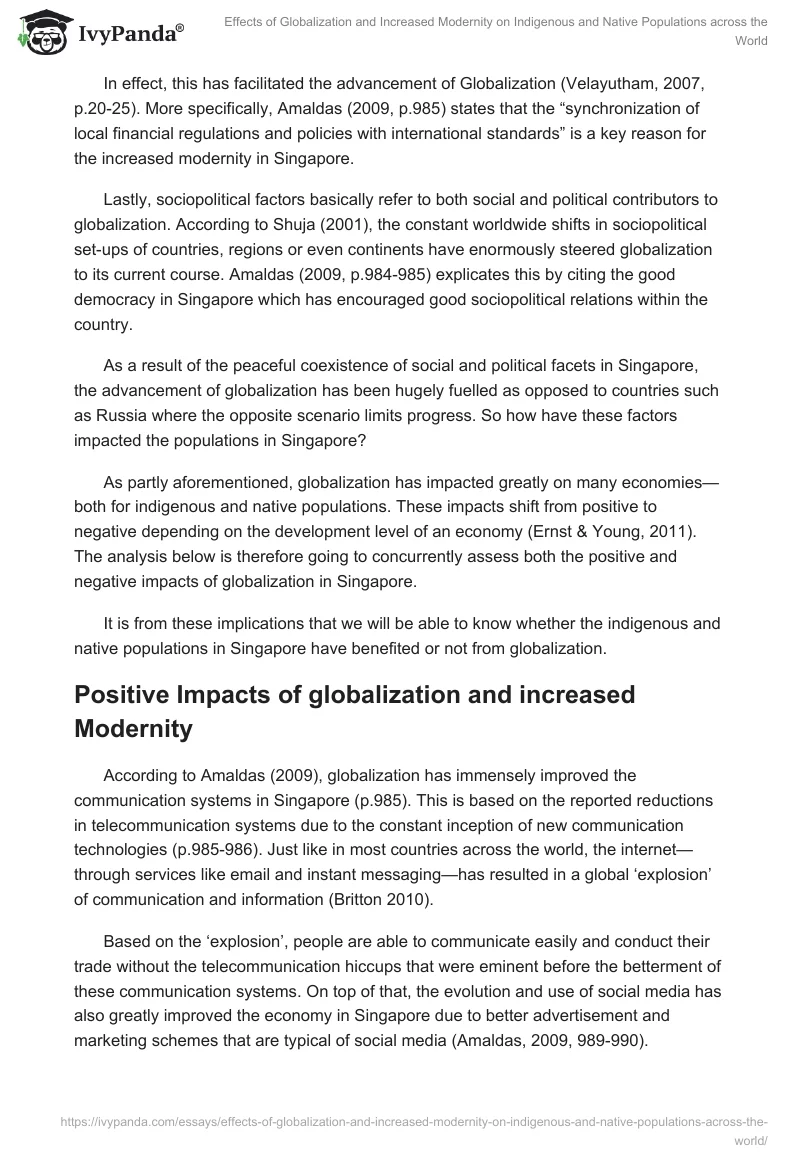 Effects of Globalization and Increased Modernity on Indigenous and Native Populations across the World. Page 3
