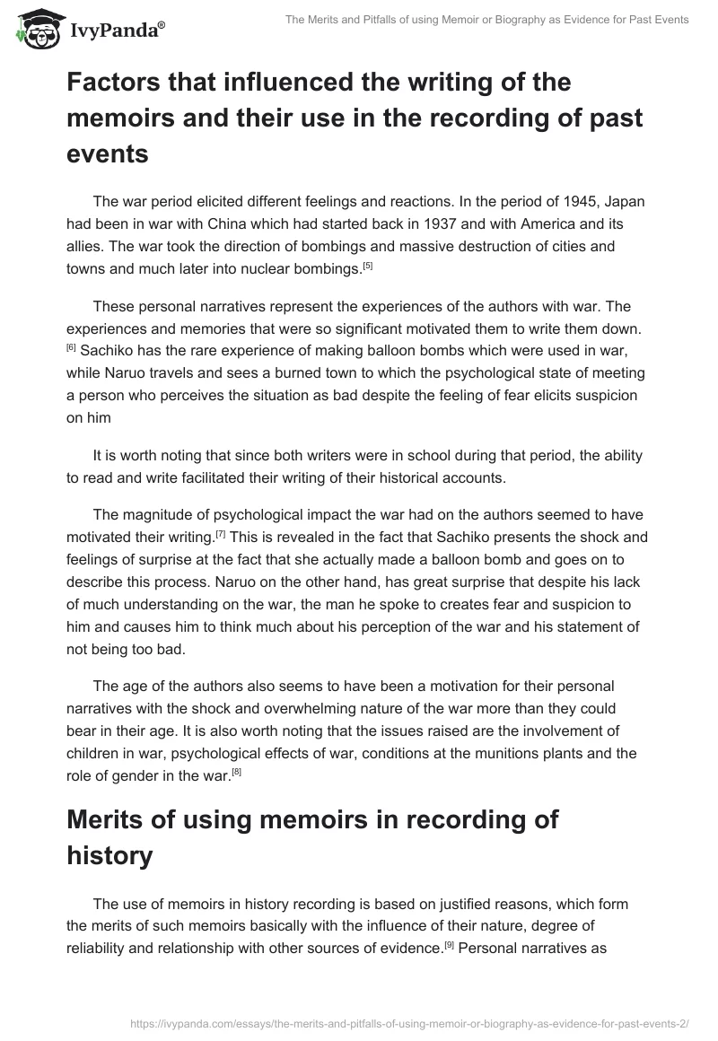 The Merits and Pitfalls of Using Memoir or Biography as Evidence for Past Events. Page 3