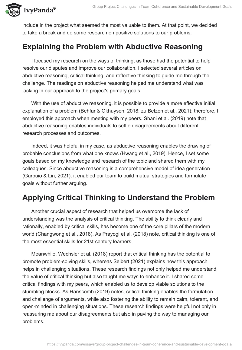 Group Project Challenges in Team Coherence and Sustainable Development Goals. Page 2