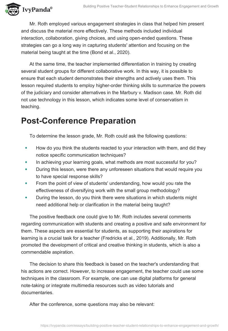 Building Positive Teacher-Student Relationships to Enhance Engagement and Growth. Page 2