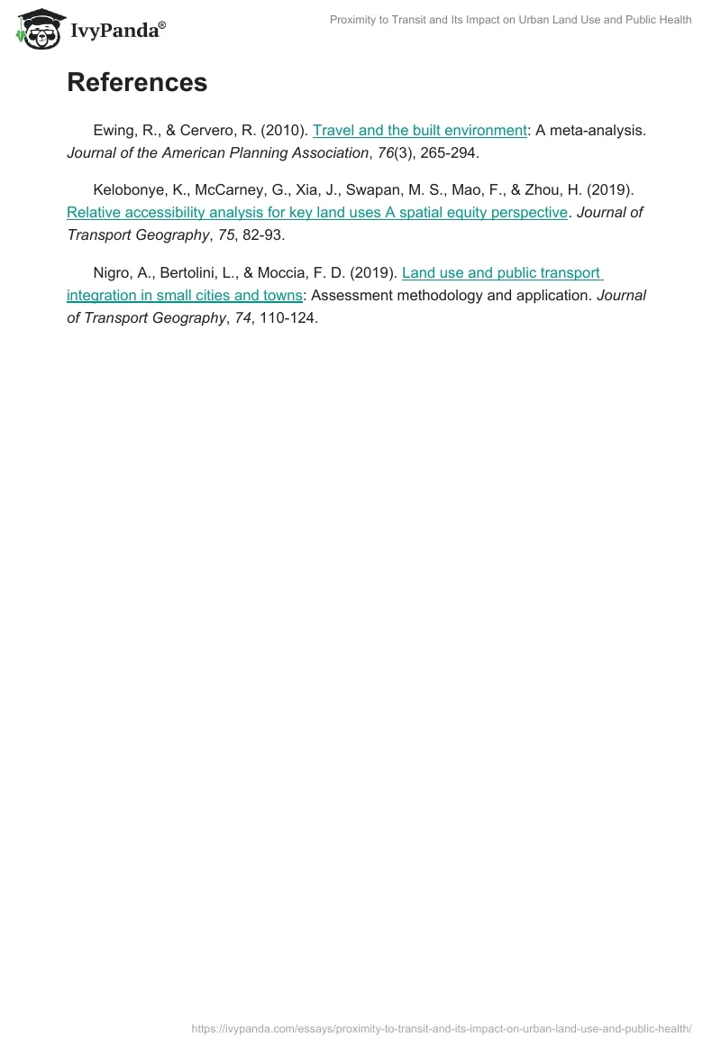 Proximity to Transit and Its Impact on Urban Land Use and Public Health. Page 2