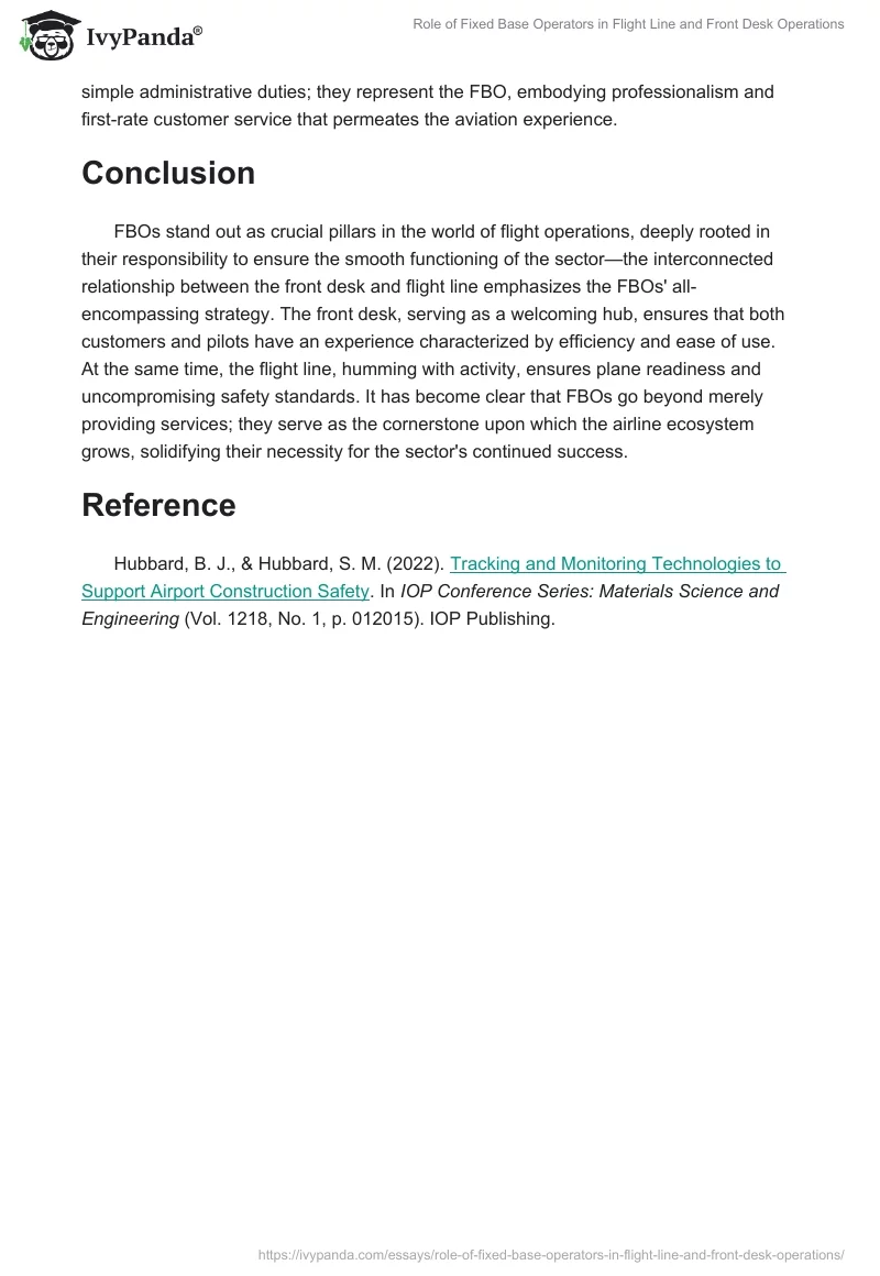 Role of Fixed Base Operators in Flight Line and Front Desk Operations. Page 2