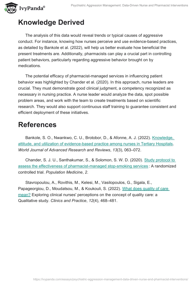 Psychiatric Aggression Management: Data-Driven Nurse and Pharmacist Interventions. Page 2