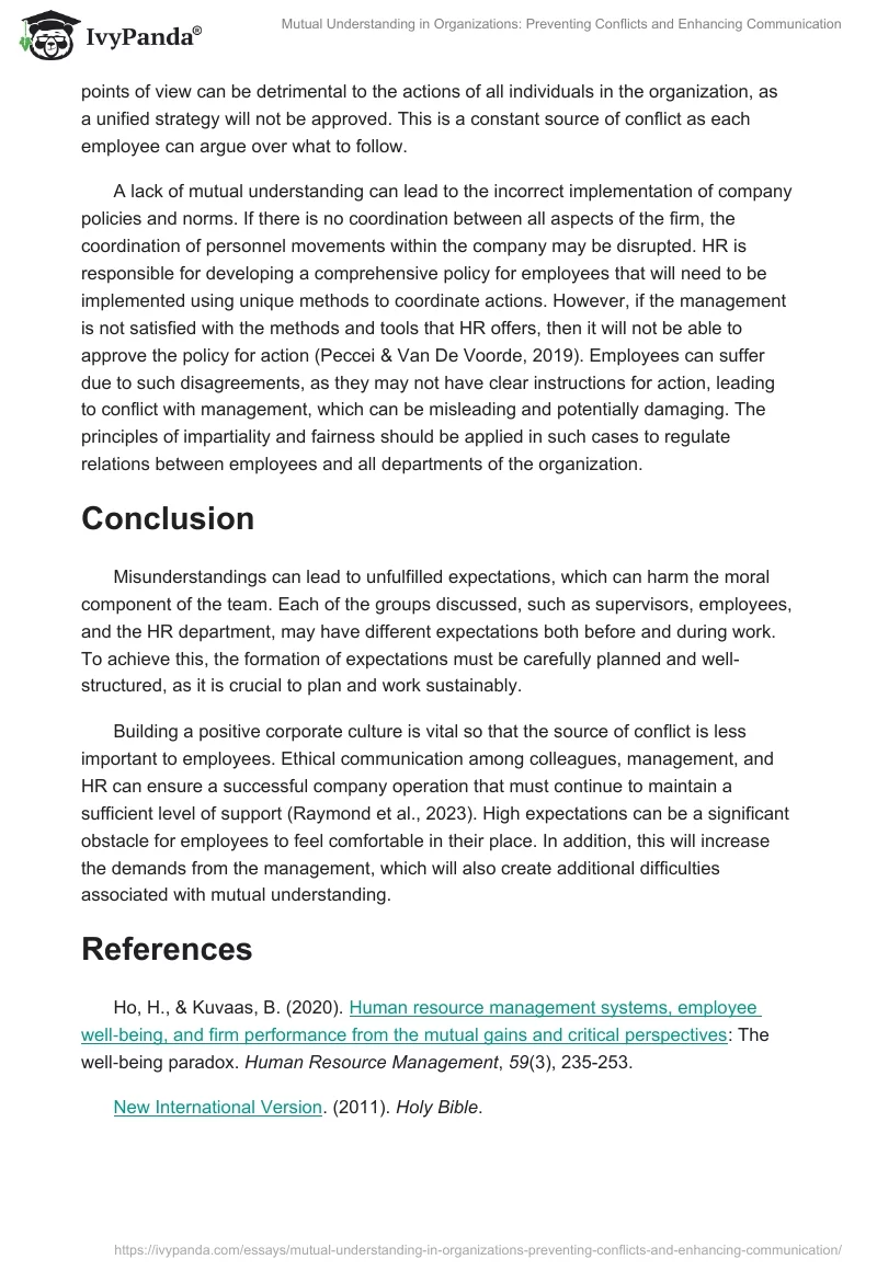 Mutual Understanding in Organizations: Preventing Conflicts and Enhancing Communication. Page 2