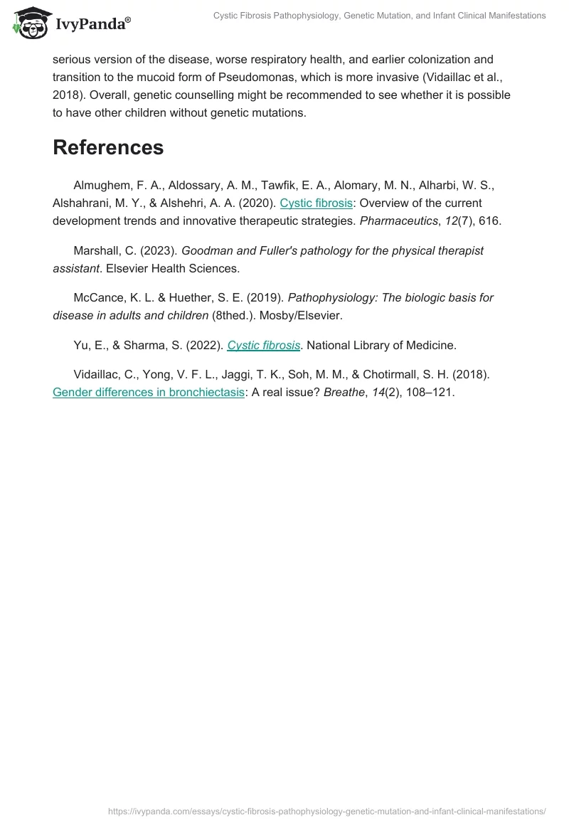 Cystic Fibrosis Pathophysiology, Genetic Mutation, and Infant Clinical Manifestations. Page 2