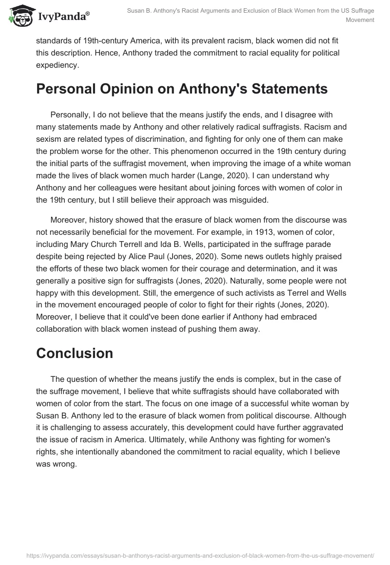 Susan B. Anthony's Racist Arguments and Exclusion of Black Women from the US Suffrage Movement. Page 2