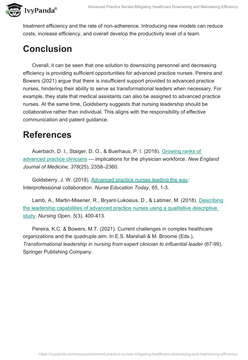 Advanced Practice Nurses Mitigating Healthcare Downsizing and Maintaining Efficiency. Page 2