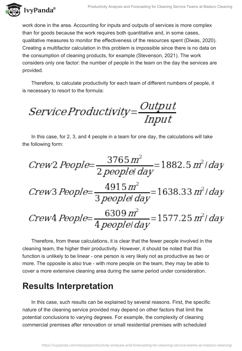 Productivity Analysis and Forecasting for Cleaning Service Teams at Maduro Cleaning. Page 2