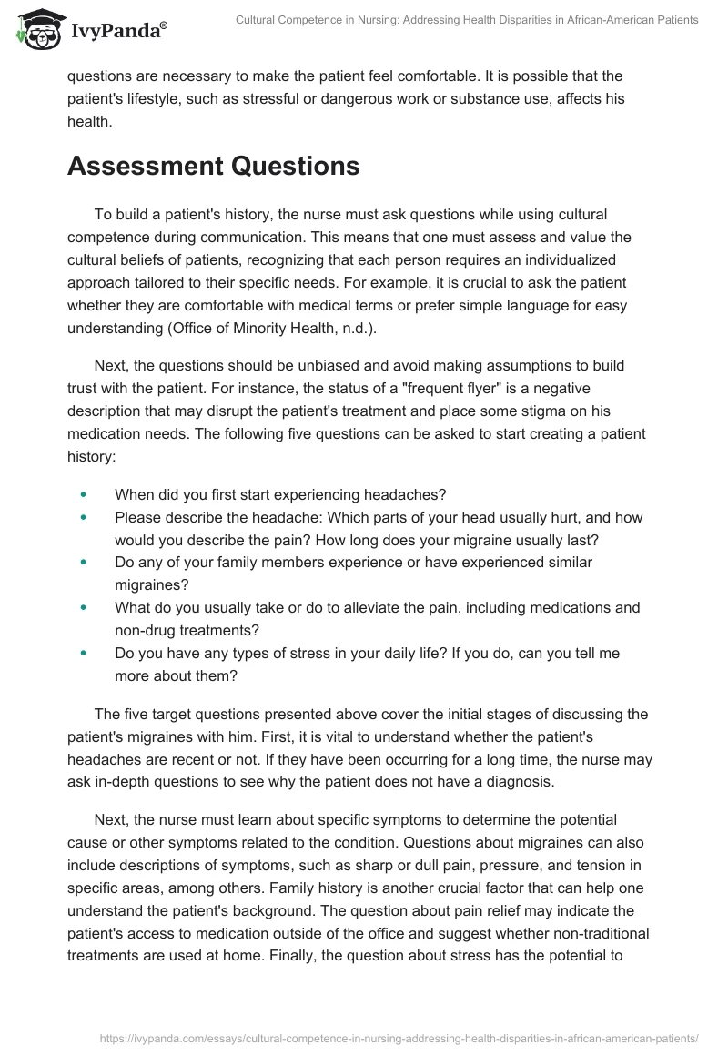 Cultural Competence in Nursing: Addressing Health Disparities in African-American Patients. Page 2