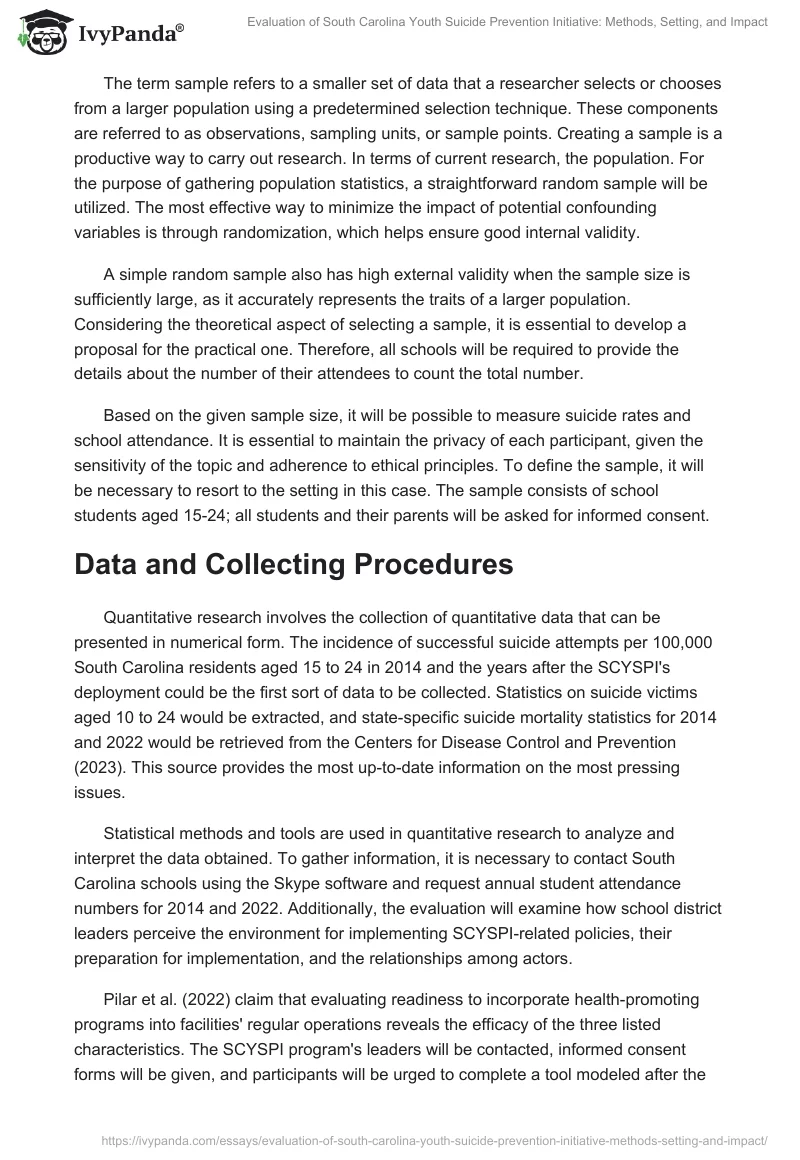 Evaluation of South Carolina Youth Suicide Prevention Initiative: Methods, Setting, and Impact. Page 2