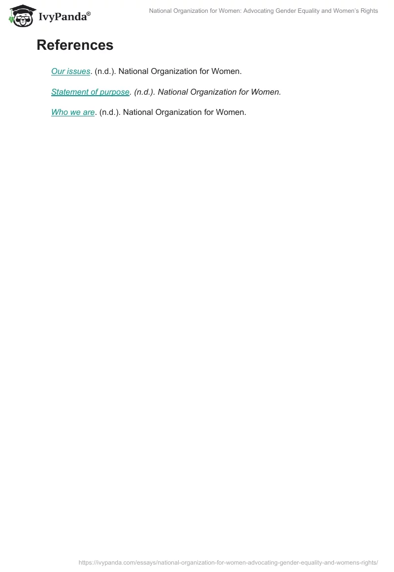 National Organization for Women: Advocating Gender Equality and Women’s Rights. Page 2