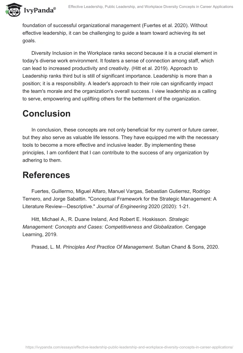 Effective Leadership, Public Leadership, and Workplace Diversity Concepts in Career Applications. Page 2