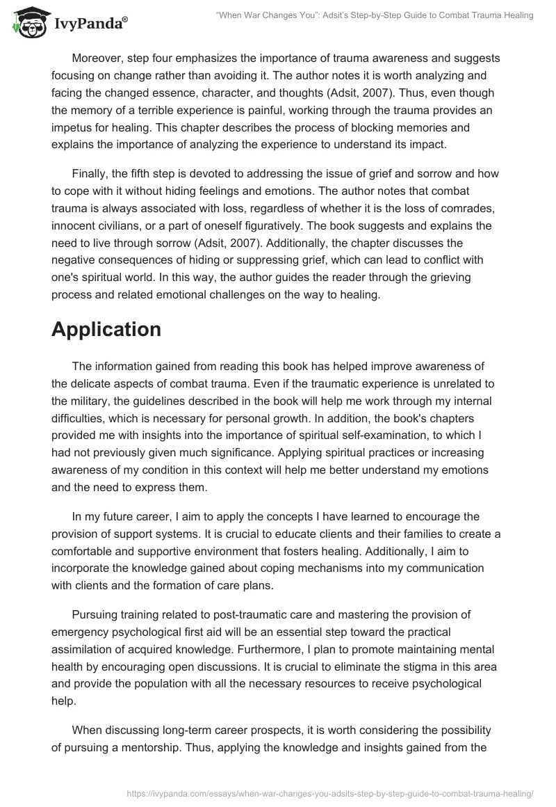 “When War Changes You”: Adsit’s Step-by-Step Guide to Combat Trauma Healing. Page 2