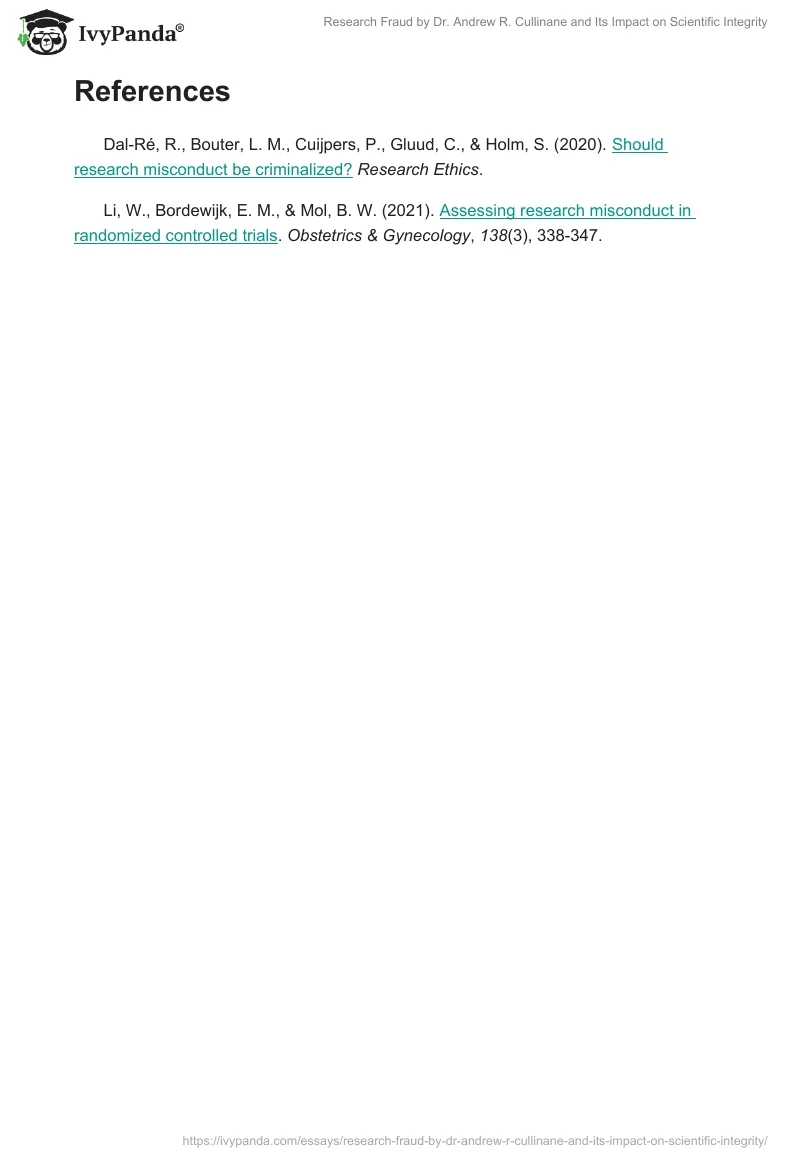 Research Fraud by Dr. Andrew R. Cullinane and Its Impact on Scientific Integrity. Page 2